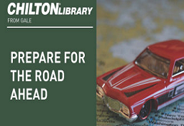 Red toy car captioned Chilton library Prepare for the road ahead