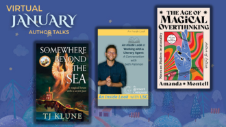 Pictures of three books by the authors participating in the January Virtual Author Talks.