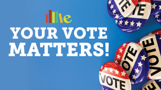 Text: Your Vote Matters with pics of vote buttons